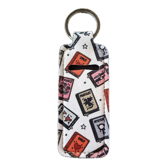 Genre Lip Balm Holder Bookish Themed Keychain Romance Fanast