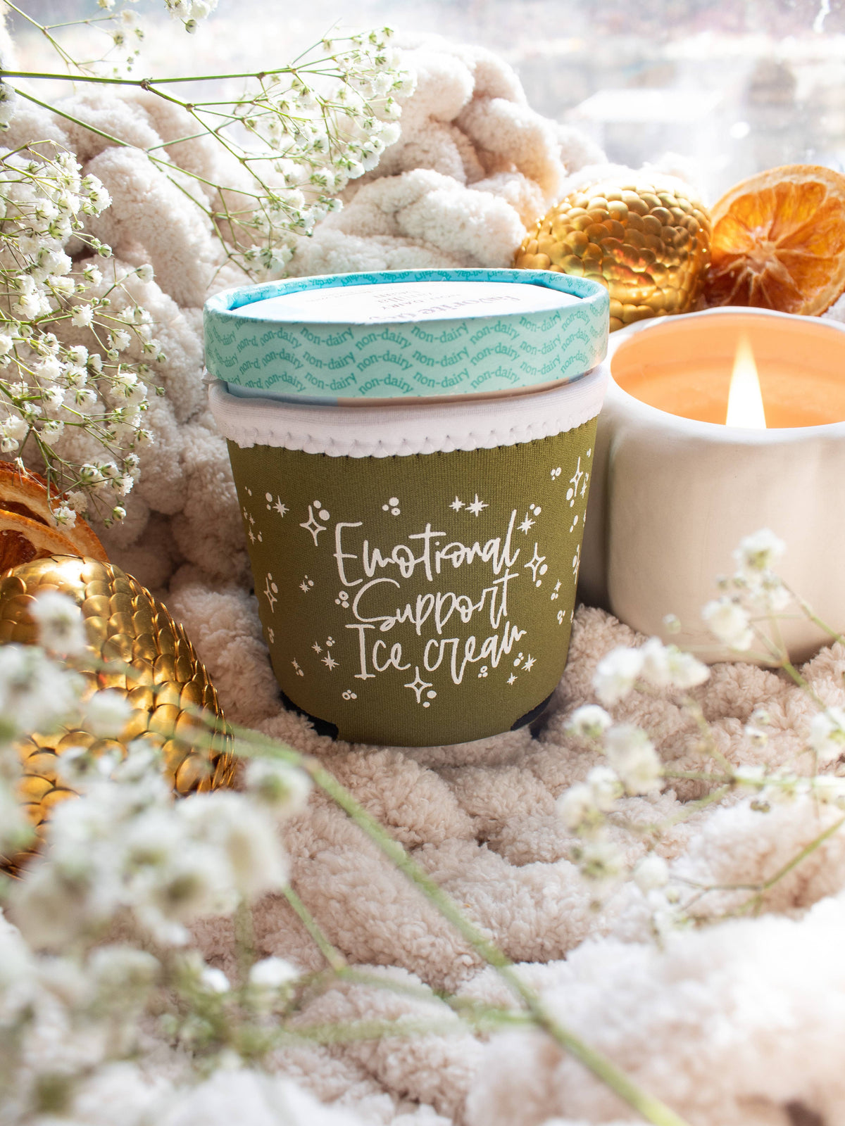 Ice Cream Pint Sleeve | Emotional Support Ice Cream | Green