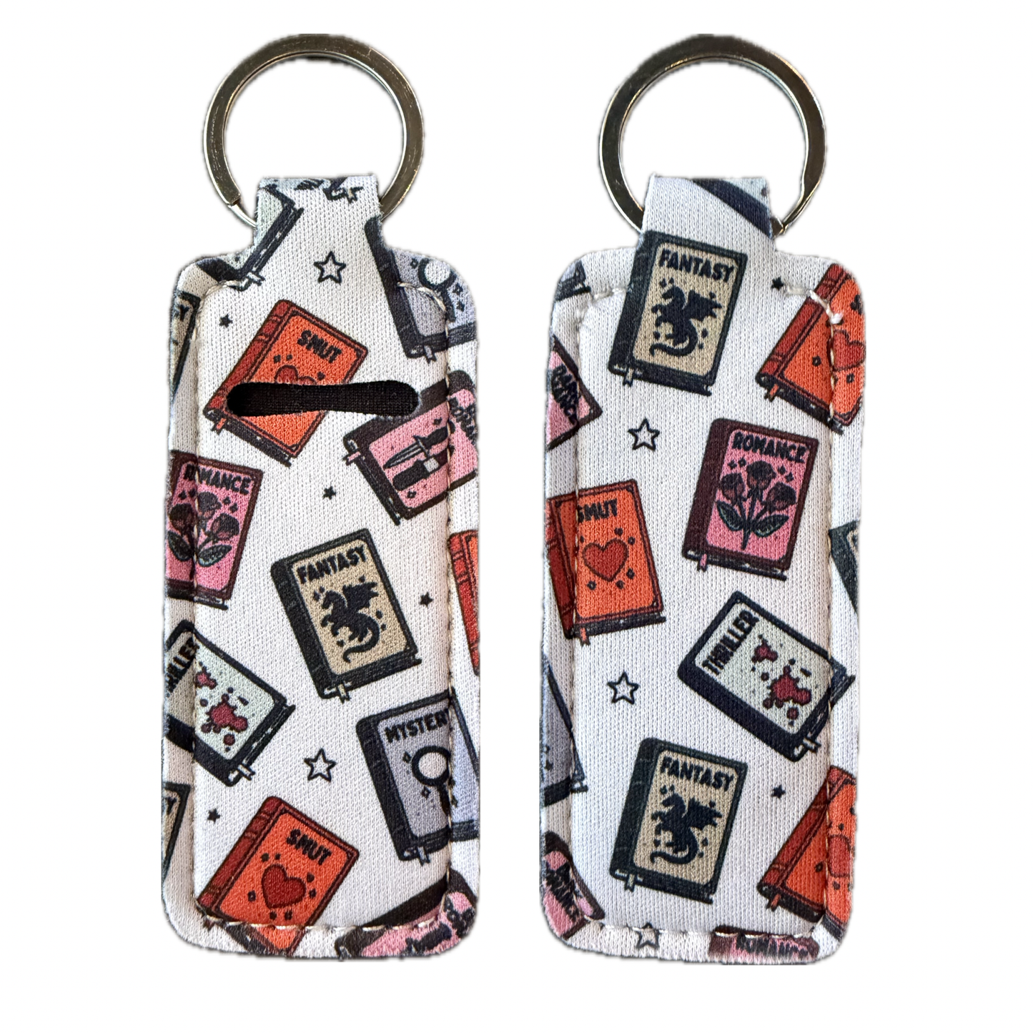 Genre Lip Balm Holder Bookish Themed Keychain Romance Fanast