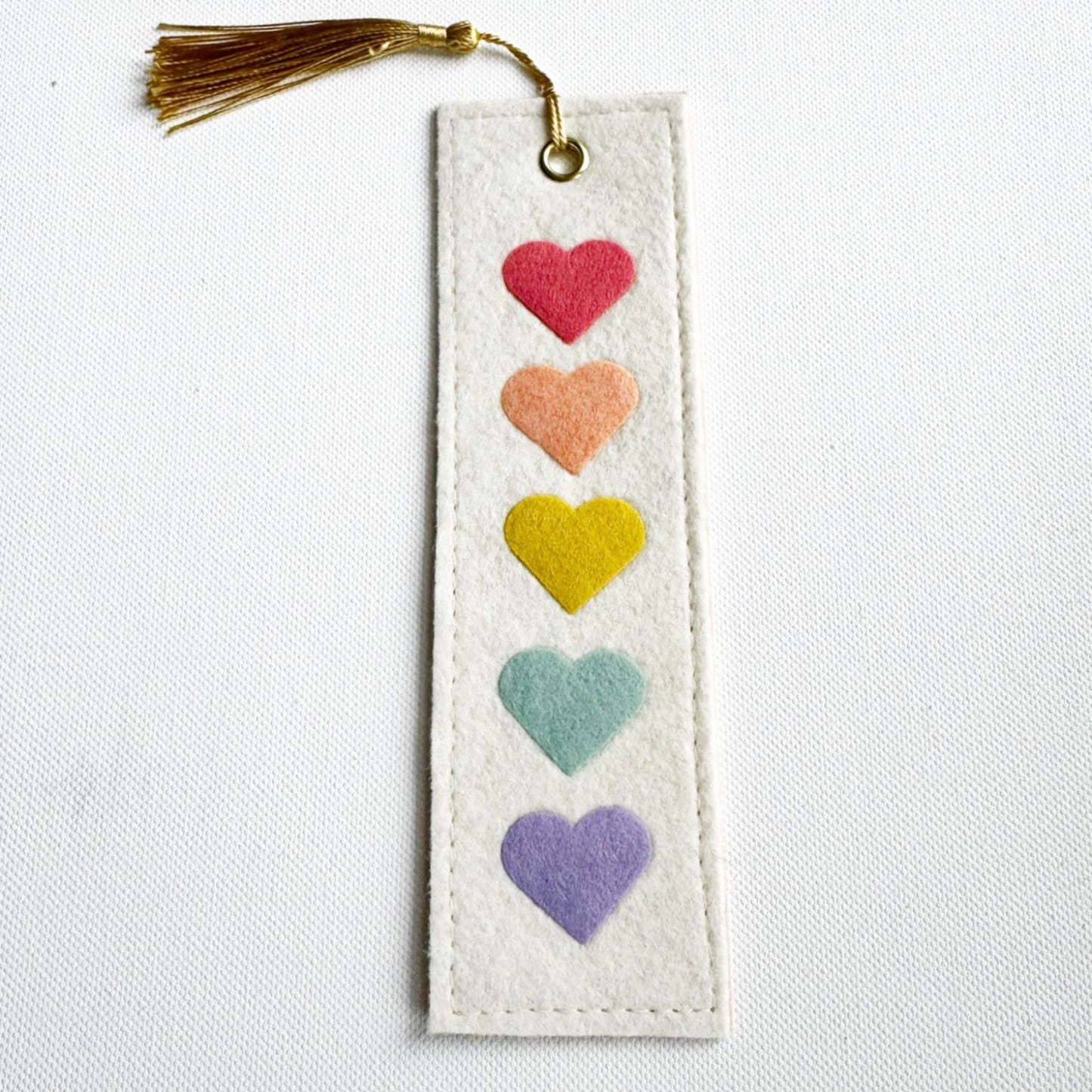 Rainbow Heart Handmade Felt Bookmark