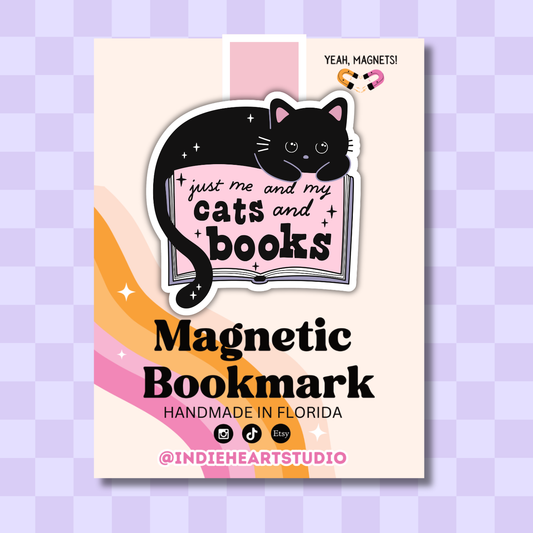 Just My Cat And Books Magnetic Bookmark