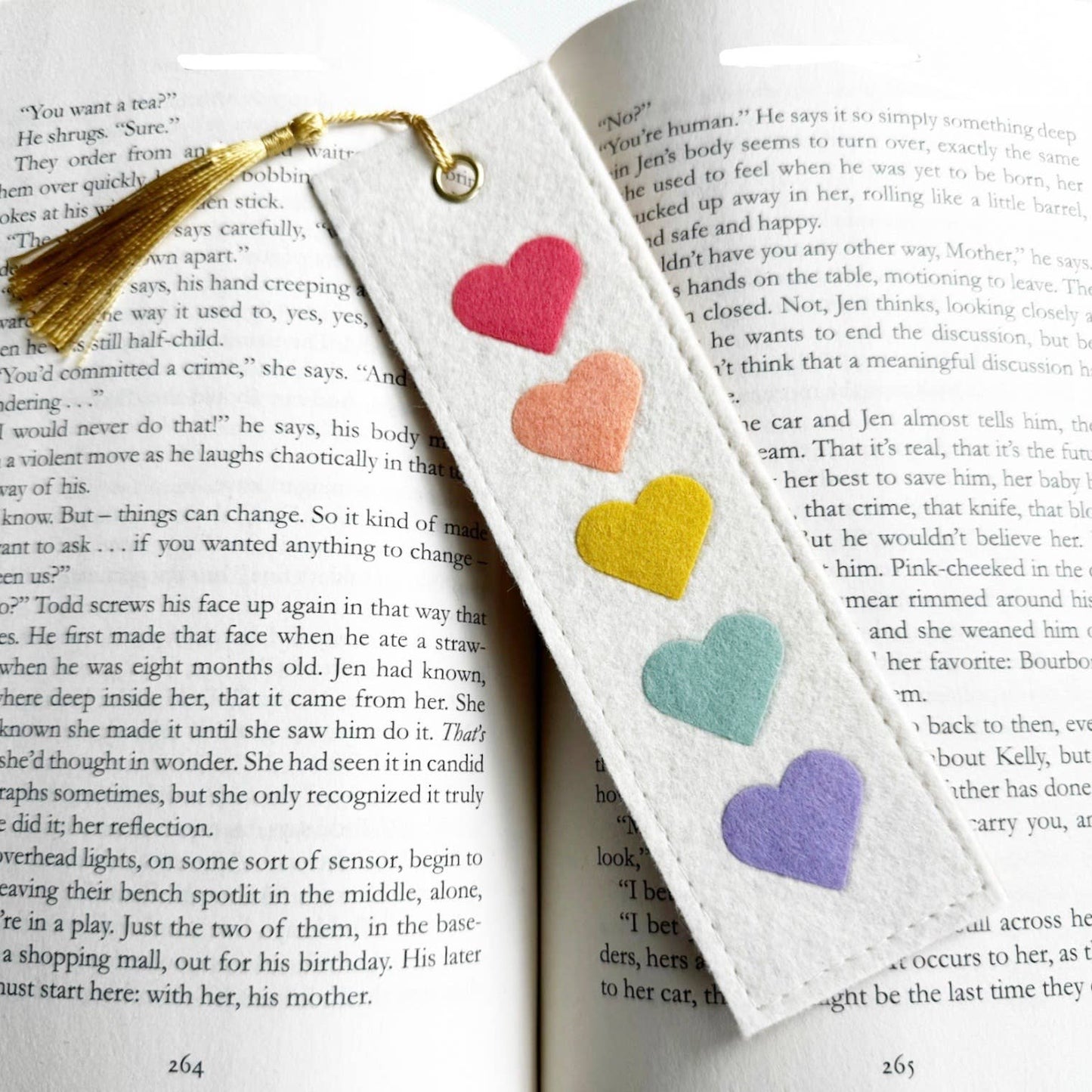 Rainbow Heart Handmade Felt Bookmark