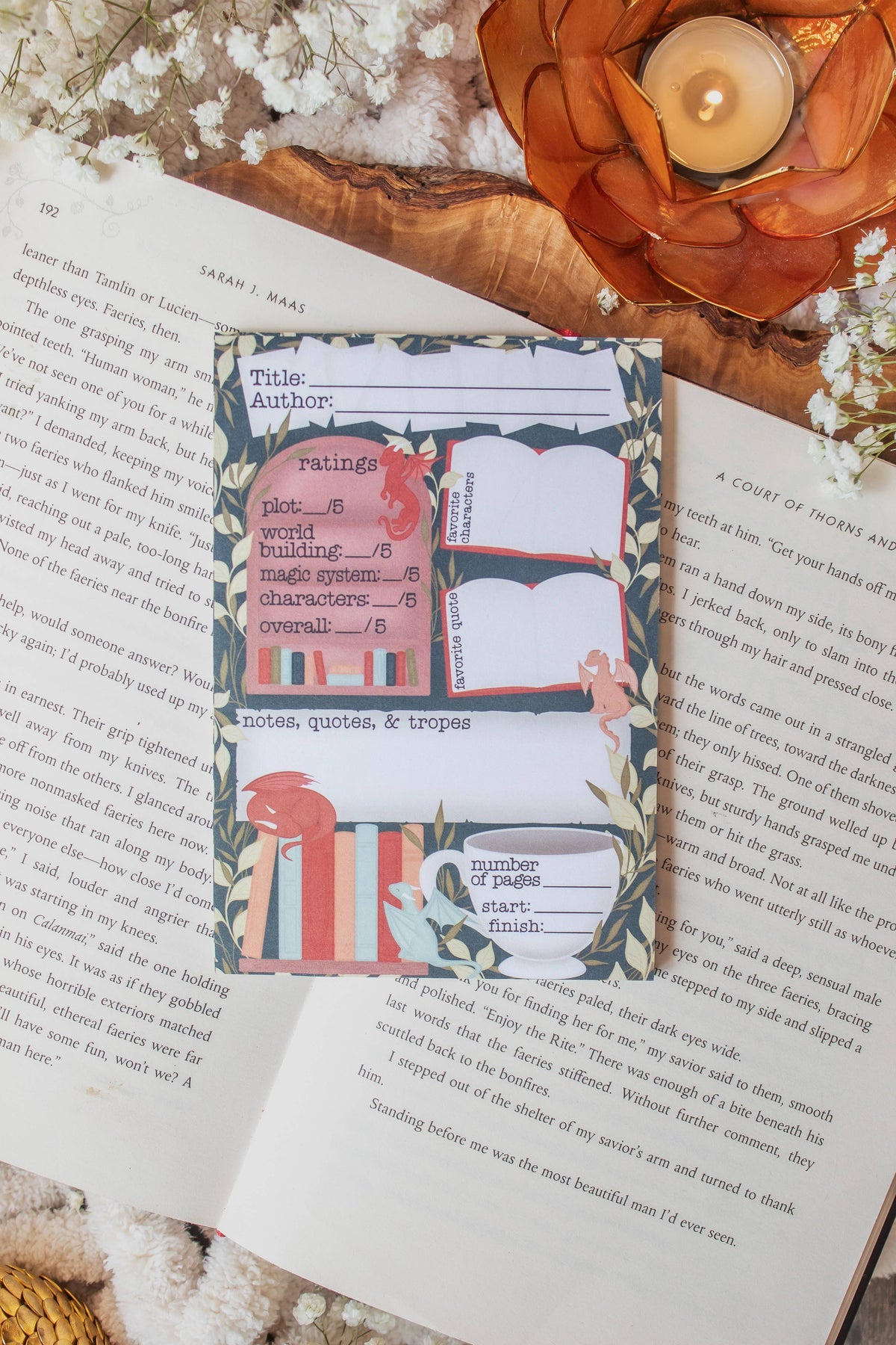 4x6 Book Review Post-it Notepad | Littlest Book Dragon