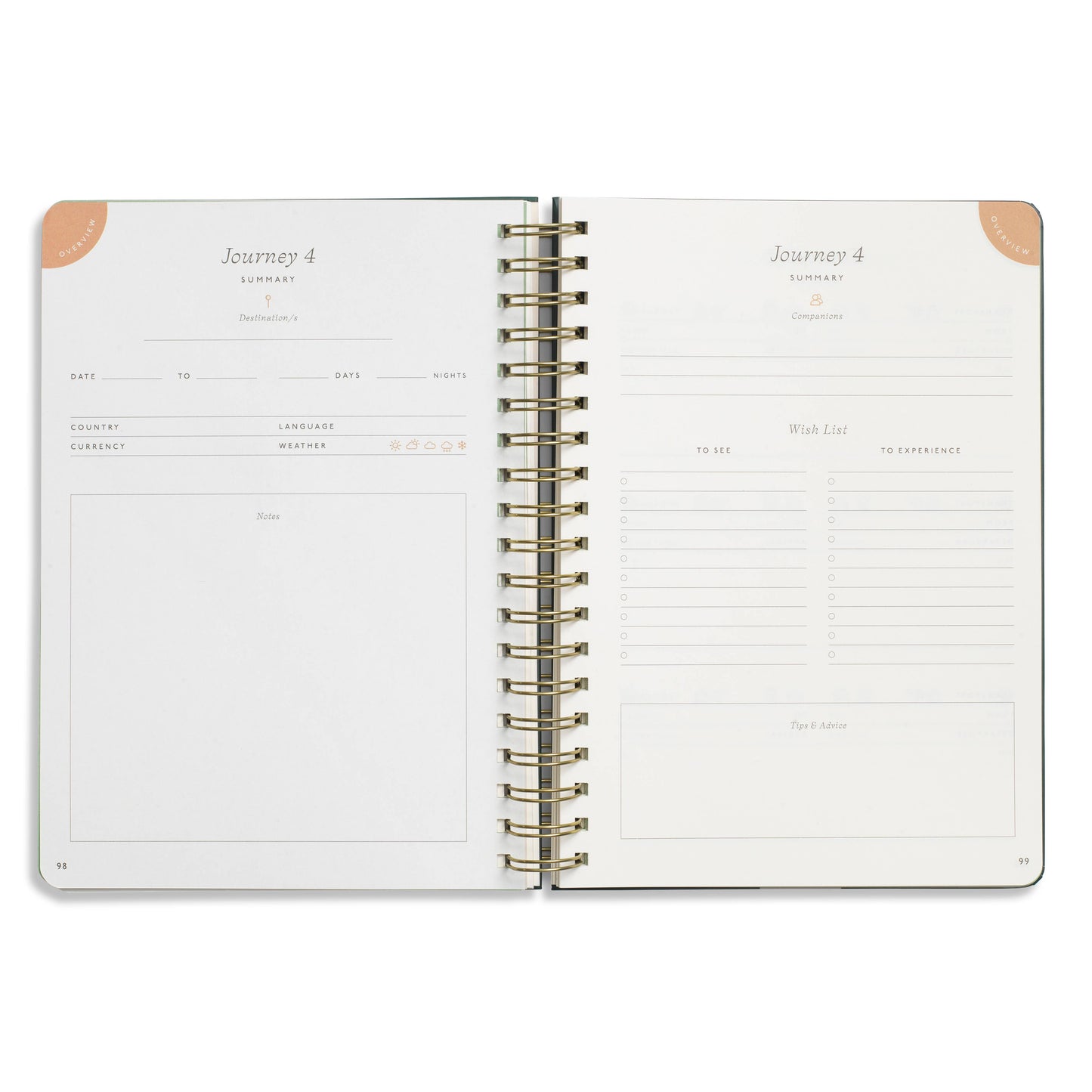 Guided Travel Journal, Hardcover B5 Spiral - Off Piste