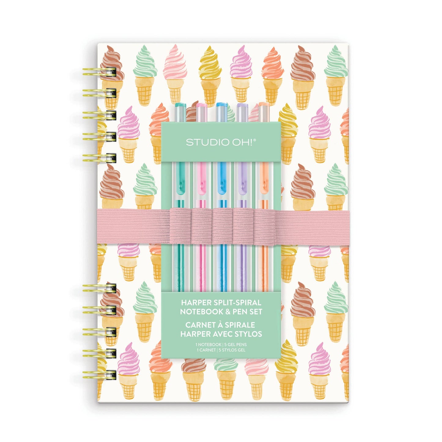 Cool & Creamy Harper Split-Spiral Notebook & Pen Set