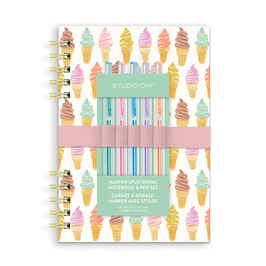 Cool & Creamy Harper Split-Spiral Notebook & Pen Set