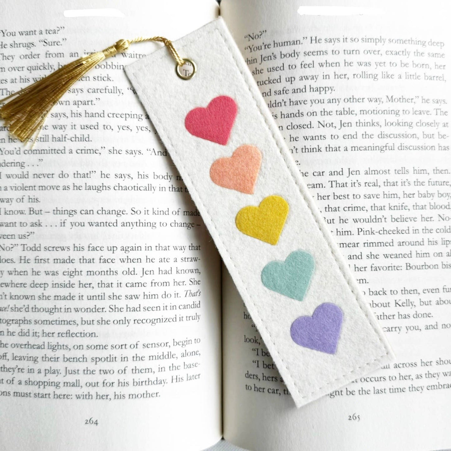 Rainbow Heart Handmade Felt Bookmark