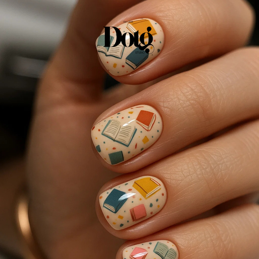 Book Lover Nail Wraps Books & Pencils Nail Design Stickers