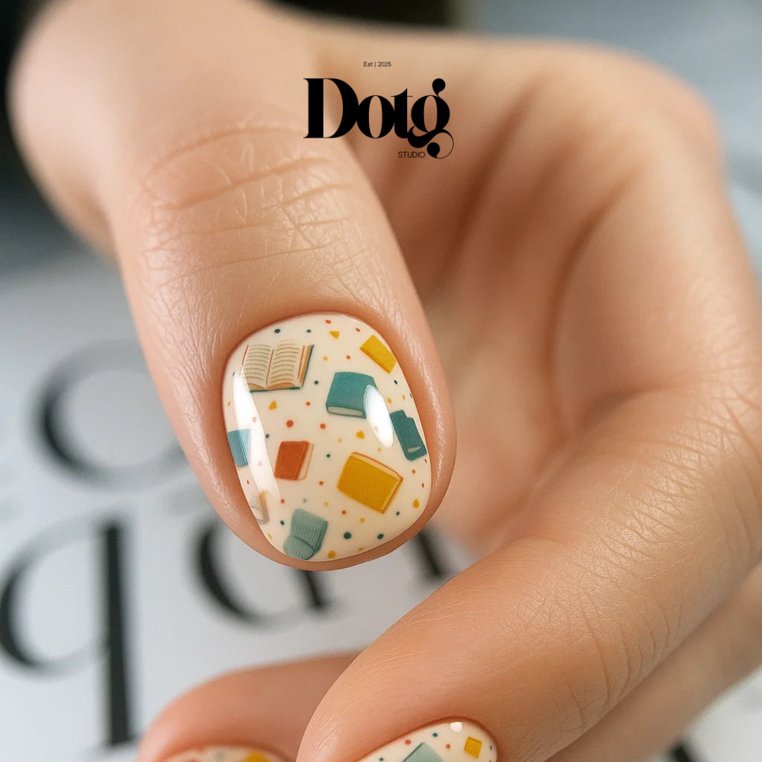 Book Lover Nail Wraps Books & Pencils Nail Design Stickers