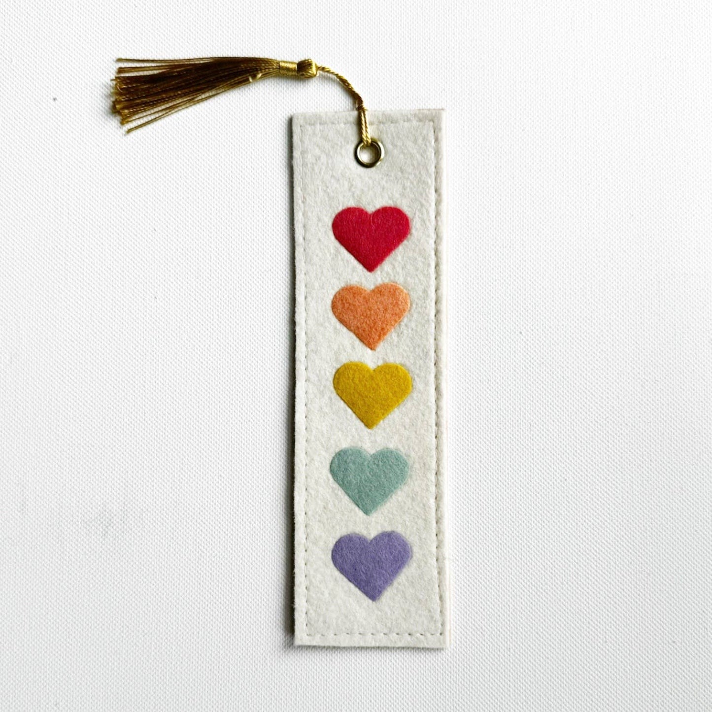 Rainbow Heart Handmade Felt Bookmark
