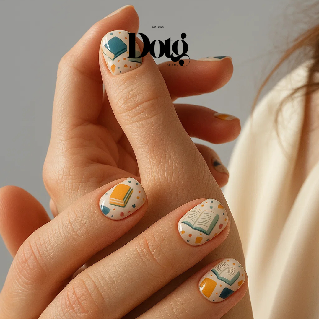 Book Lover Nail Wraps Books & Pencils Nail Design Stickers