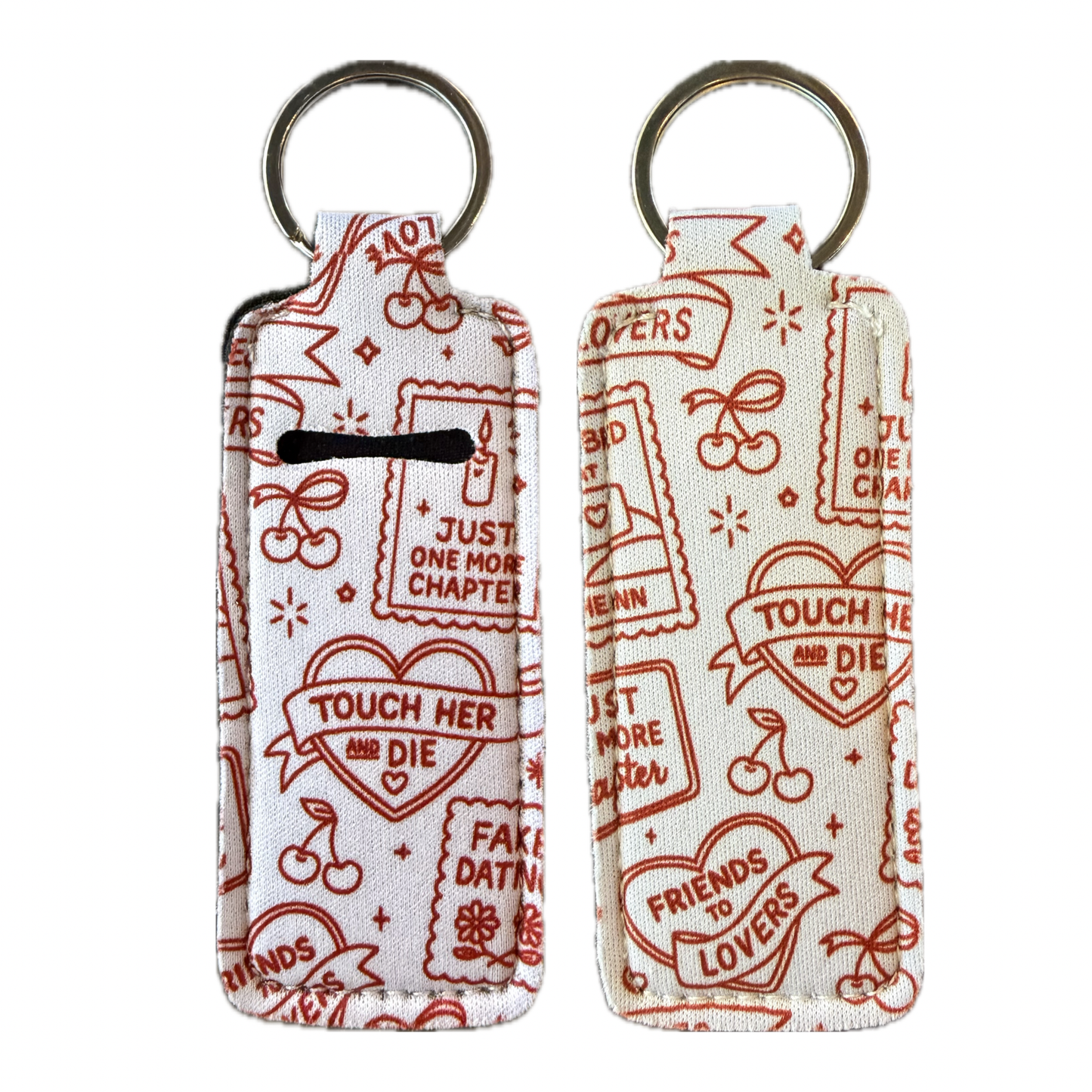 Romance Trope Lip Balm Holder Accessory Bookish Keychain