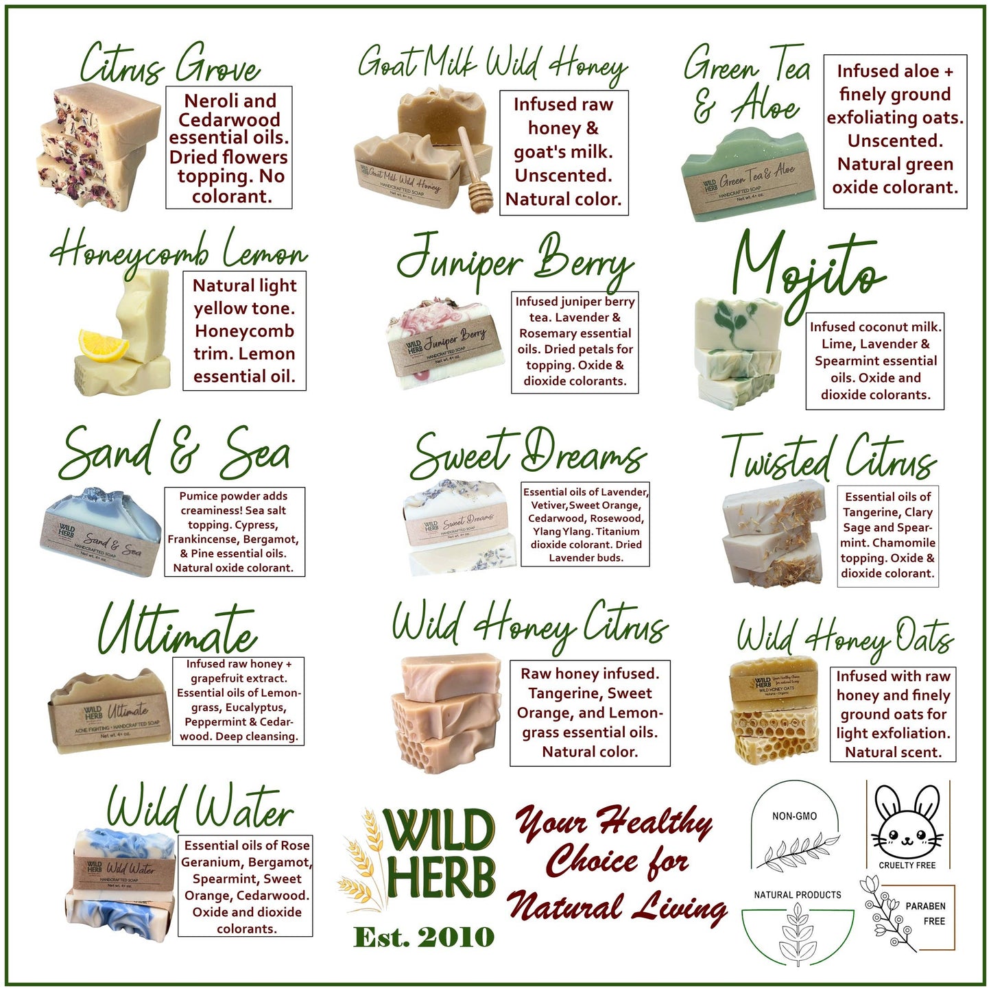 Small Soap Sampler Slices Botanicals Natural Organic Display