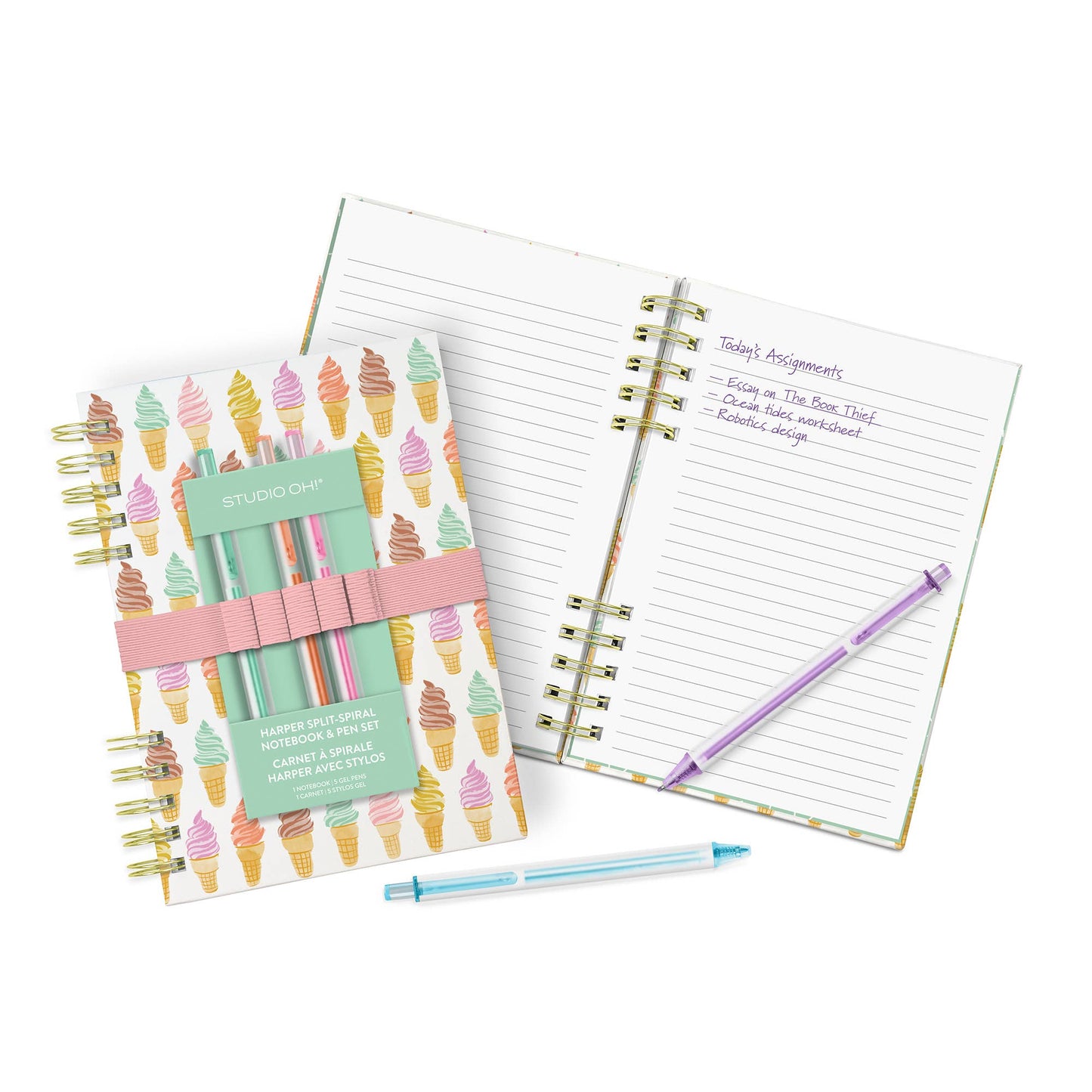 Cool & Creamy Harper Split-Spiral Notebook & Pen Set
