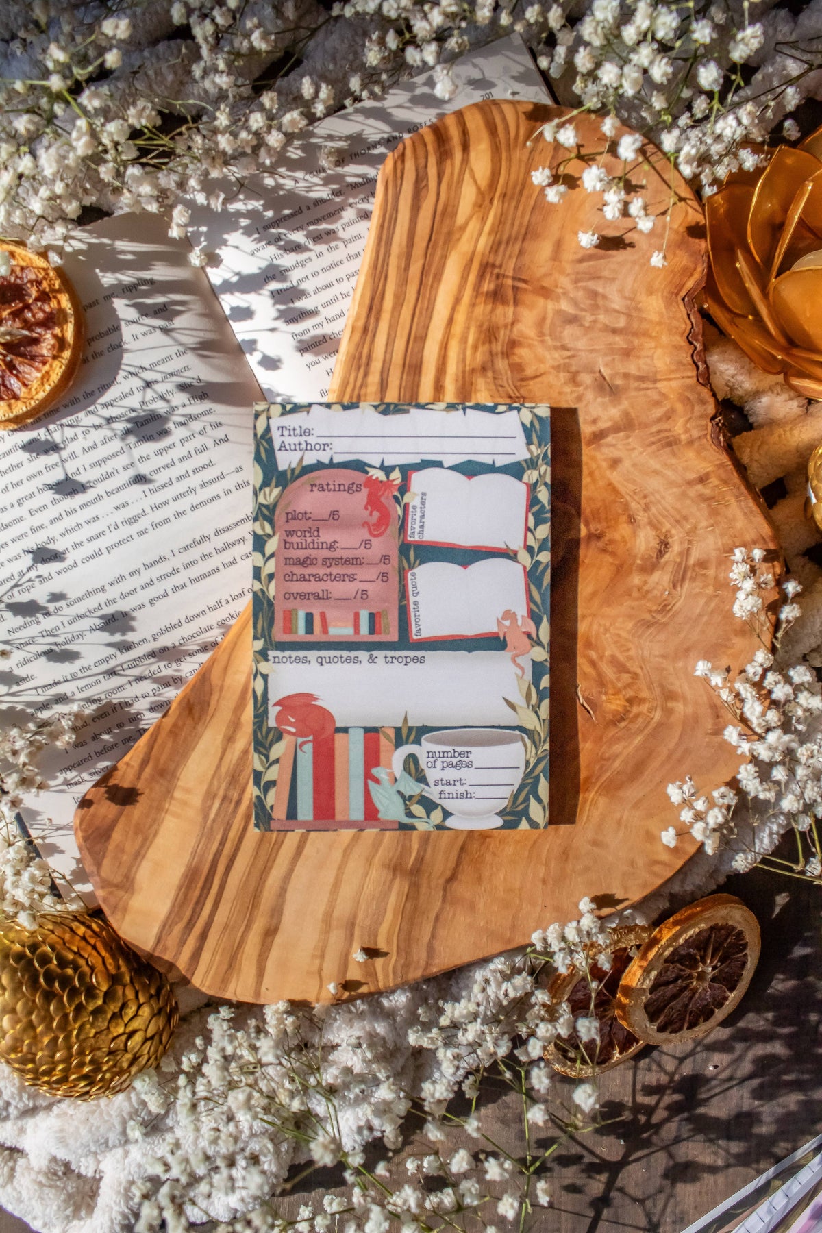 4x6 Book Review Post-it Notepad | Littlest Book Dragon