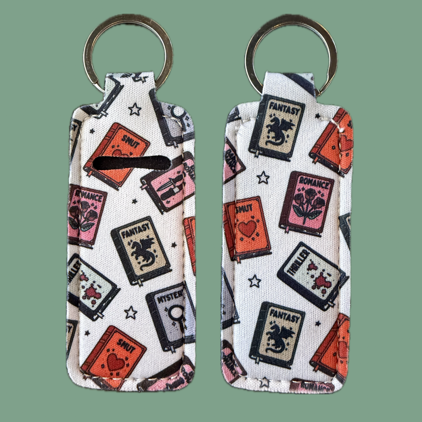 Genre Lip Balm Holder Bookish Themed Keychain Romance Fanast