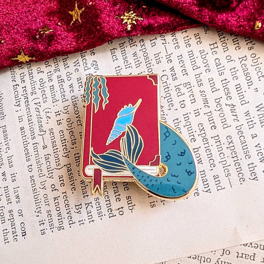 Mermaid book enamel pin